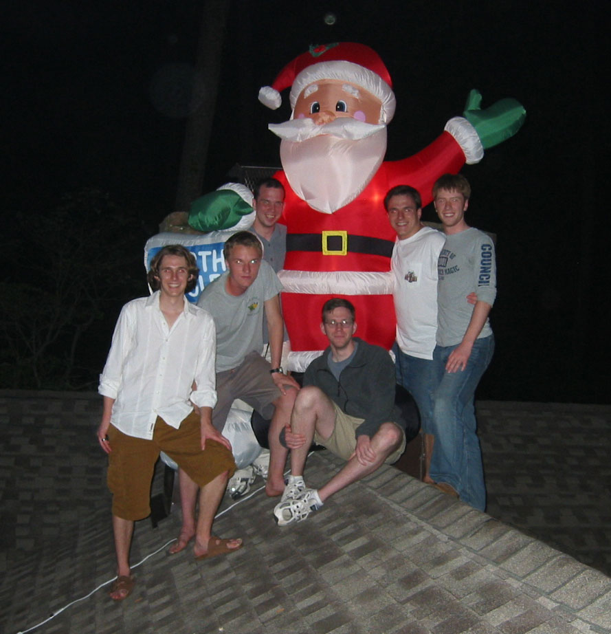 an 8ft tall inflatable Santa on 
the roof of Lodge 4!